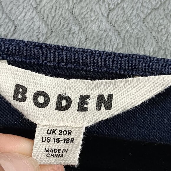 BODEN ELARA Tiered Jersey Women's Midi Dress Navy Blue V-neck Size 16-18R Casual - Picture 7 of 8